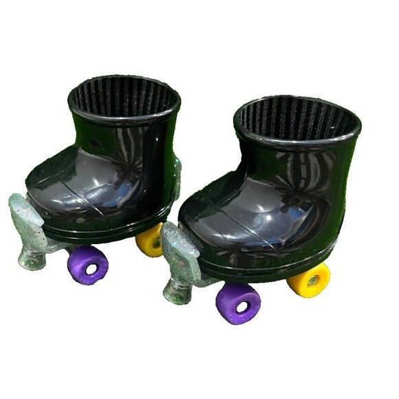 Build-A-Bear Black Rubber Boots with Attached Adjustable Clear Glitter Skates - Picture 2 of 9